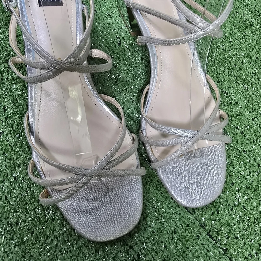 White House Black Market | Tillie elegant strappy ankle wrap mirror heels